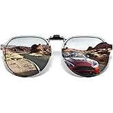 FRAZALA Clip On Retro Round Sunglasses for Men Women, Flip Up Metal Clip UV400 TAC Lens