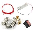 E-outstanding Electrical Circuit Experiment Tools Physics Science Lab Basic Circuit Learning Starter Kit Electricity Experiment Set 10 1.5V Bulb, 1 Battery Box, 1 Switch Button, 2 Wires, 2 Lamps