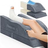 TranquilRelax Leg Elevation Pillow for After Surgery, Wedge Pillow, Grey | Single-leg design, adjustable height, U-shaped cradle, supportive memory foam, washable cover, leg elevation for swelling