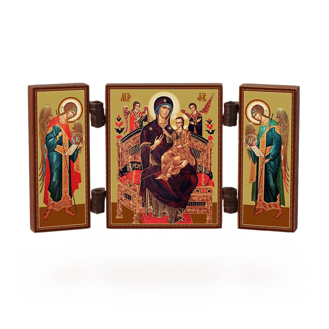 NKlaus - Mother of God All Kings - Christian Icon Triptych - Vsecarica - travel altar wood 36162