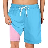 Cozople Boys Swim Trunks Quick Dry Compression Liner Swim Shorts Summer Bathing Suit with Inner Pocket Swimwear 7-20T