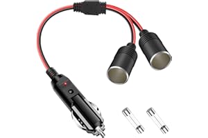 Range Tour Car Cigarette Lighter Splitter Adapter 2 Sockets, Multi Plug Outlet Extension Cord 12V-24V Dual Female Socket Auto