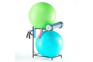 Lhysn Exercise Ball Holder - Medicine Ball Rack for 85cm Yoga Ball Yoga Mat Storage, Garage Ball Organizer Stability Ball Stand for Home Gym