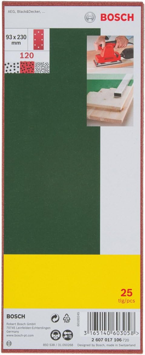 Bosch Accessories 2607017106 Sanding Sheet-Set for Tightened Orbital Sanders 0 V, Red, 93 x 230 mm - Image 3