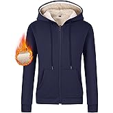 Gihuo Women's Sherpa Lined Hooded Sweatshirt Zip Up Winter Warm Hoodie Comfy Hooded Fleece Jacket
