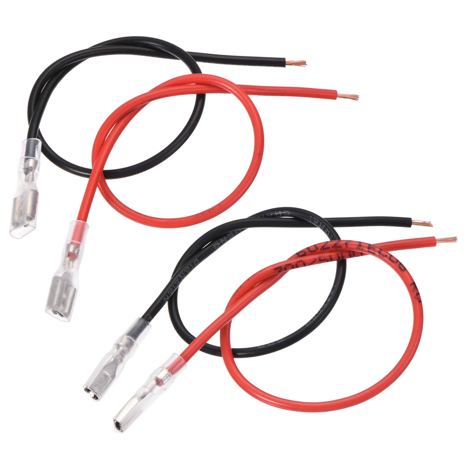 YOKIVE 20 Pcs Female Spade Crimp Terminal, Home Wire Connector with Insulating Sleeve Connect Cable Great for Kitchen, Office (Black&Red,0.11-Inch&0.19-Inch)