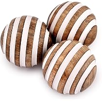 NIRMAN Set Of 3 Acacia Wood Round Decorative Balls - 3 Inch Brown Wooden Spheres For Table Centerpiece, Shelf Decor, Home Décor - View #4