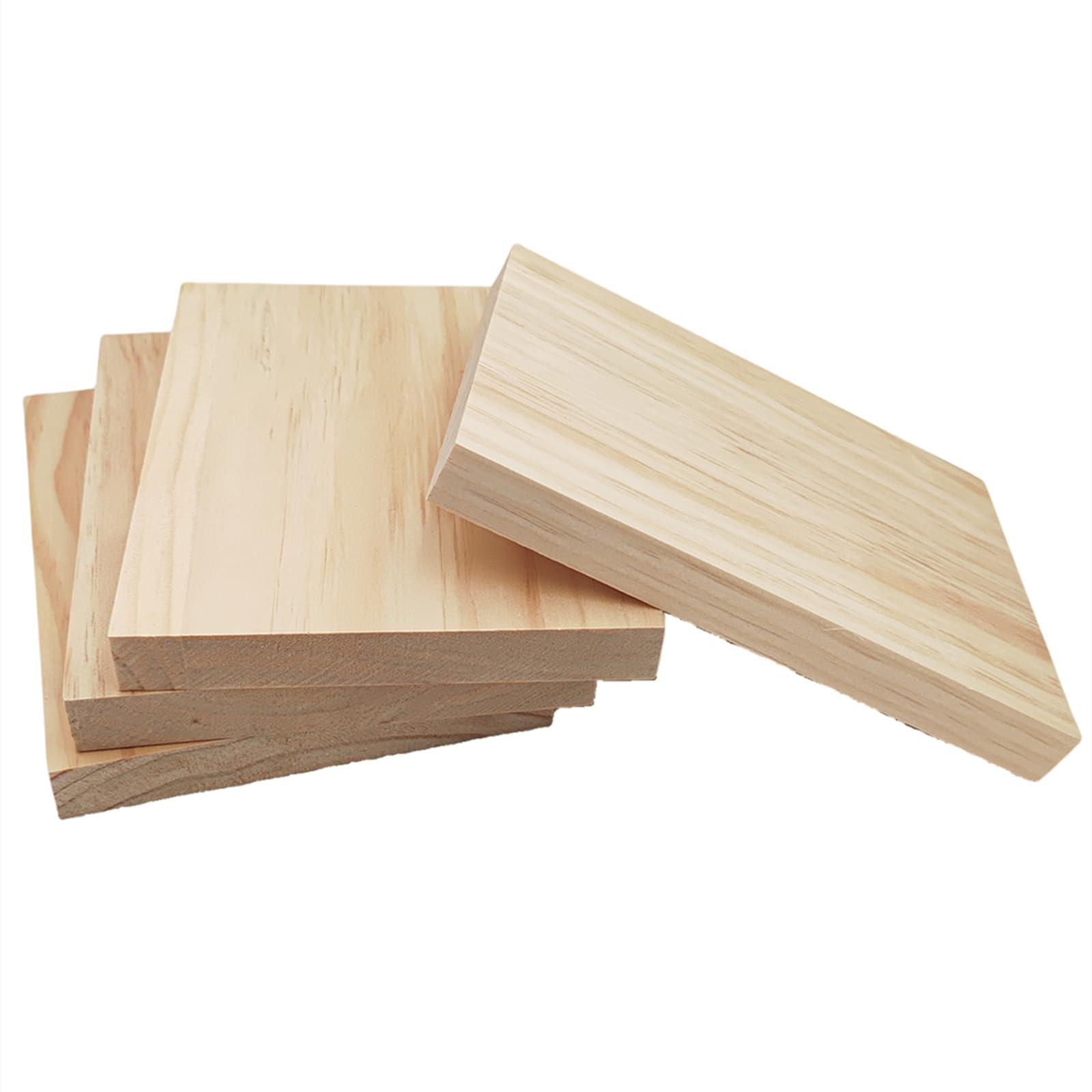 4PCS Rectangle Wood Boards Unfinished Wood Blocks, 20x15x2cm Blank Wooden Craft Blocks for Carving,Painting & Burning