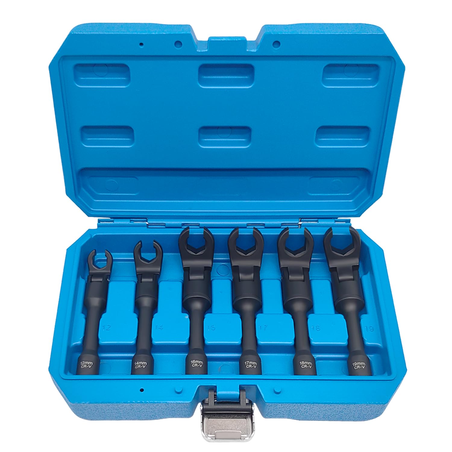 Photo 1 of JEUCLEL 6PCS 3/8" Drive Long Flex Head Injector Fuel Line Socket Wrench Set, Crowfoot Flare Nut Socket Wrench Metric 12mm 14mm 16mm 17mm 18mm 19mm Hydraulic Lines Nuts Bolts Removal Tool