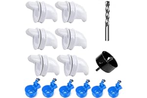 Yssen Chicken Feeders and Chicken Waterer Set,Chicken Feeders Ports with Chicken Water Cups, Automatic Poultry Feeder Kit (6 White Chicken feeders & 6 Blue Chicken Waterer)