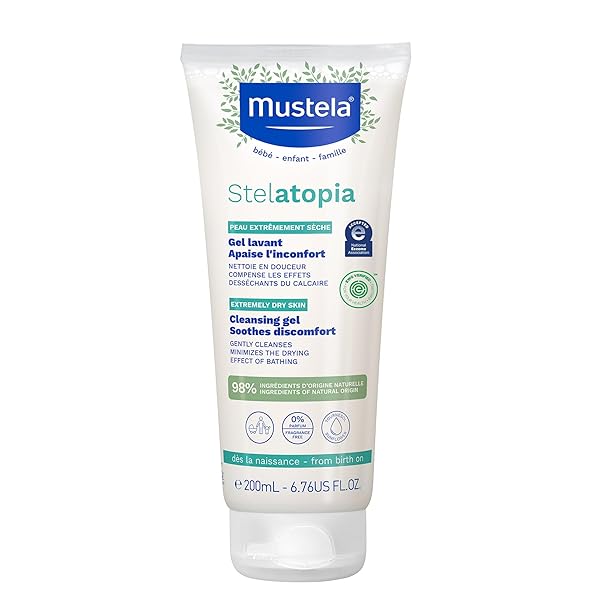 MUSTELA STELATOPIA ECZEMA-PRONE SKIN CLEANSING GEL – BABY FACE & BODY WASH WITH NATURAL AVOCADO & SUNFLOWER OIL – FRAGRANCE-FREE & TEAR FREE – 6.76 FL. OZ.