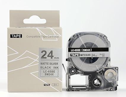 Amazon キングジム テプラpro用 互換 テープカートリッジ Sm24xw Sm24xの強粘着 24ｍｍ マット銀地黒文字 テープ 文房具 オフィス用品