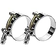 WYSIWYKA 2 Pack 304 Stainless Steel T-Bolt Hose Clamps Working Range 98mm-106mm for Heavy Duty Agriculture, Automotive and Marine Applications