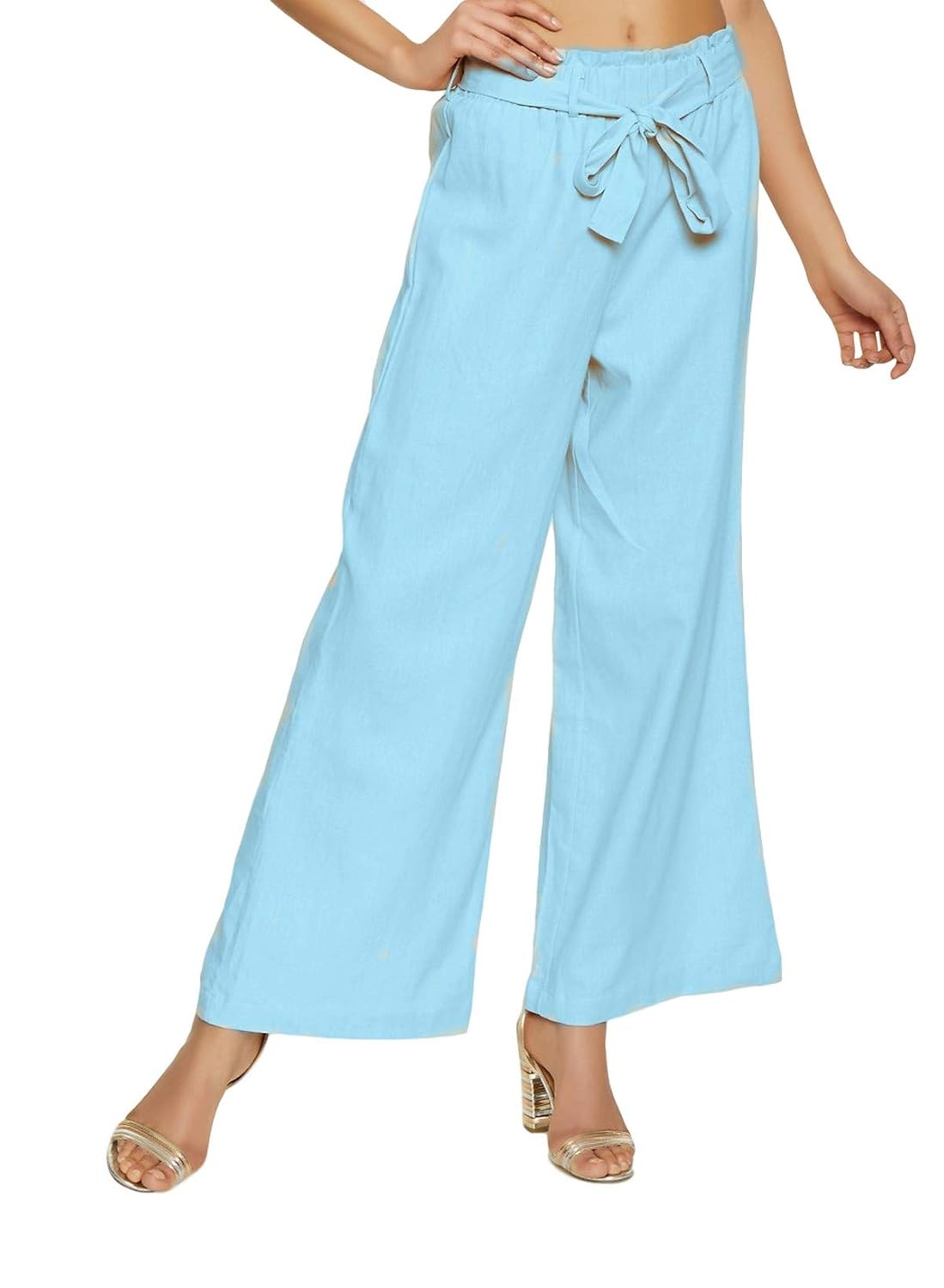 baby blue paper bag trousers