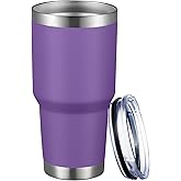 MEWAY 30oz Tumbler Double Wall Vacuum Insulated Travel Mug, Stainless Steel Tumbler with Lid, Durable Powder Coated Insulated Coffee Cup for Cold & Hot Drinks (Purple,1 PACK)