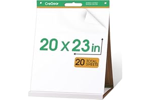 CREGEAR Portable Tabletop Easel Pad, 20 x 23 Inches, 1 Pack 20 Sheets/Pad, Super Sticky Tabletop Easel Pad with Built-in Stand for Offices and Schools, Great for Virtual Learning and Presentation