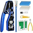 Therathy RJ45 Crimp Tool Kit, Ethernet Crimping Tool Kit for Pass Through RJ45 Connectors, Ethernet Crimper with Cat 6 Connectors (Cat5 Cat5e Cat6 Crimping Tool Kit)