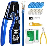 Therathy RJ45 Pass Through Crimp Tool Kit, Ethernet Crimping Tool for RJ45 | Ethernet Crimper with Cat 6 Connectors (Cat5 Cat5e Cat6 Crimping Tool Kit)