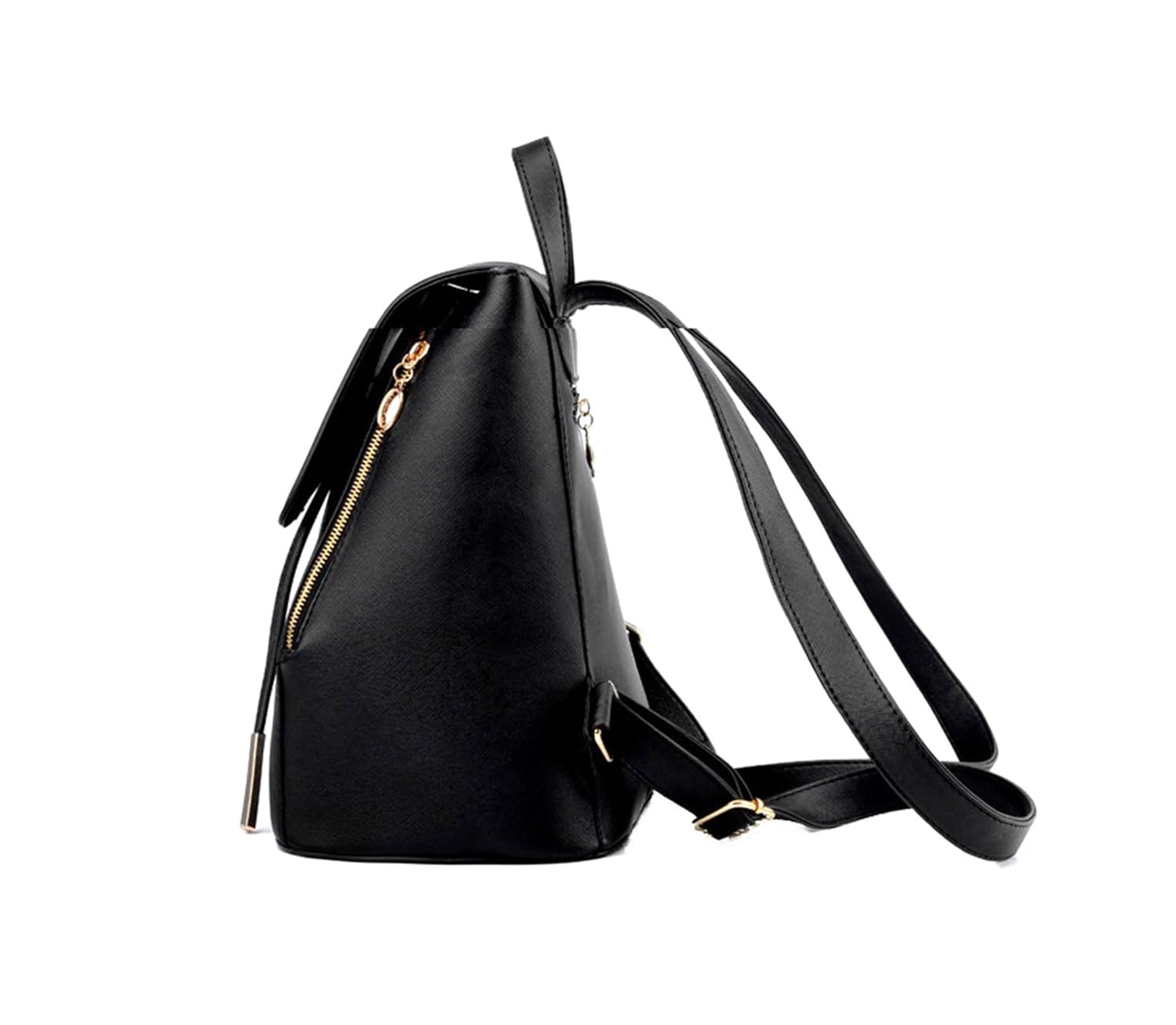 di grazia women's pu leather magnetic black casual backpack (medium)