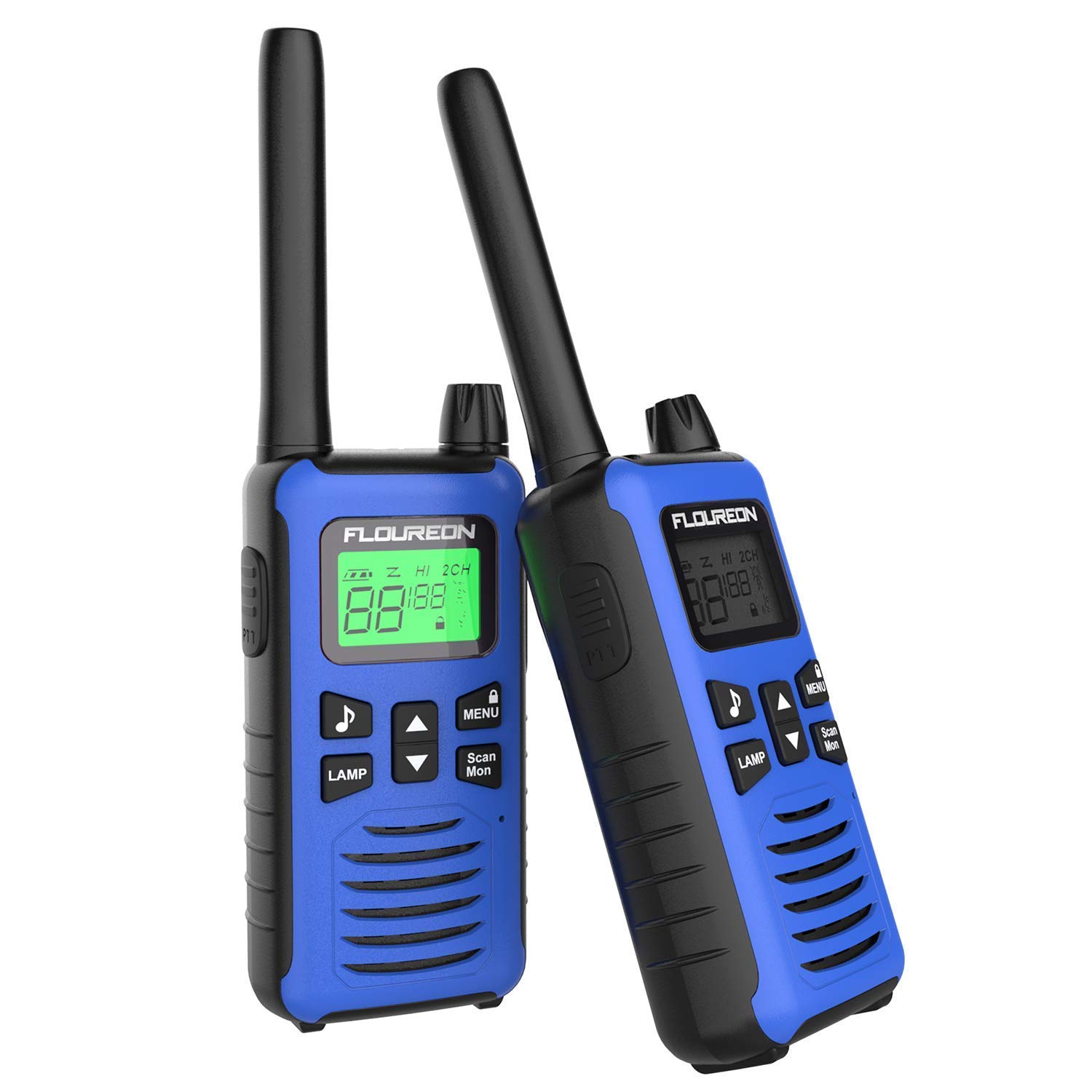 FLOUREON Talkie-Walkie Enfant Paire 16 Canaux Radio Bidirectionnelle comme Jouet Emetteur-récepteur Portée 5km Max. Intercom Léger Compact Auto Scan Bleu