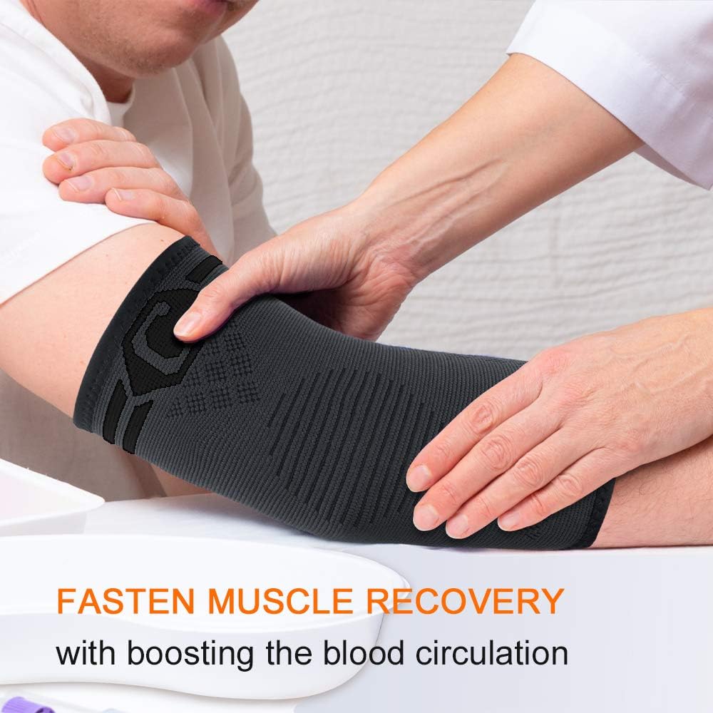 Cambivo 1 Pairs Elbow Brace,Elbow Compression Sleeve for Men and Women, Elbow Support Fit for Tennis,Golf, Basketball(Black,L): Industrial & Scientific