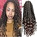 FQNing 14inch 8packs Faux Locs Crochet Hair Light Weight Soft Wavy Curly Ombre Goddess Locs Synthetic Brading hair extensions #1B/30