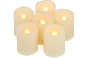 Flameless Flickering LED Votive Tealight Candles Battery Operated with Timer / 6 Hours On and 18 Hours Off Per Cycle, LED Tea