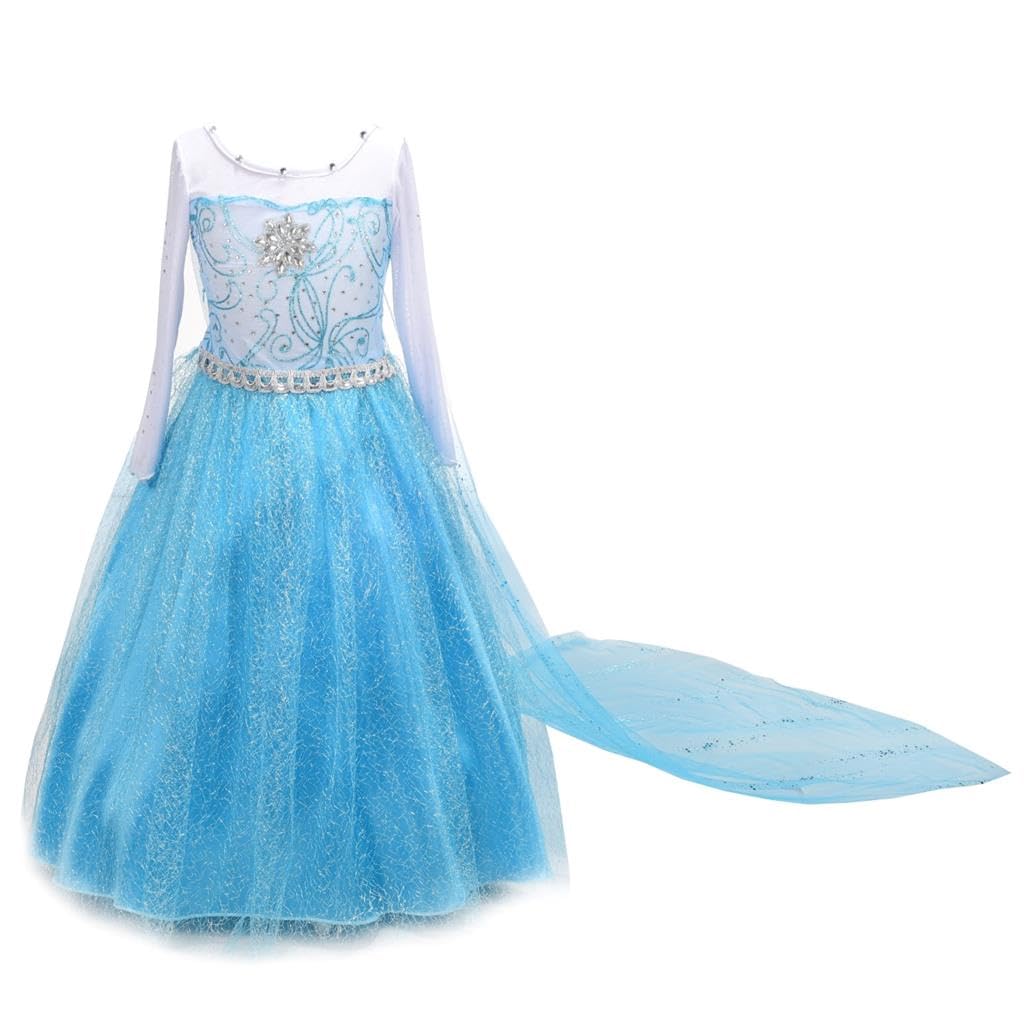 Lito Angels Princess Costume Snow Queen Fancy Dress Up with Fixed Long Train for Kids Girls Age 2 Years Style F