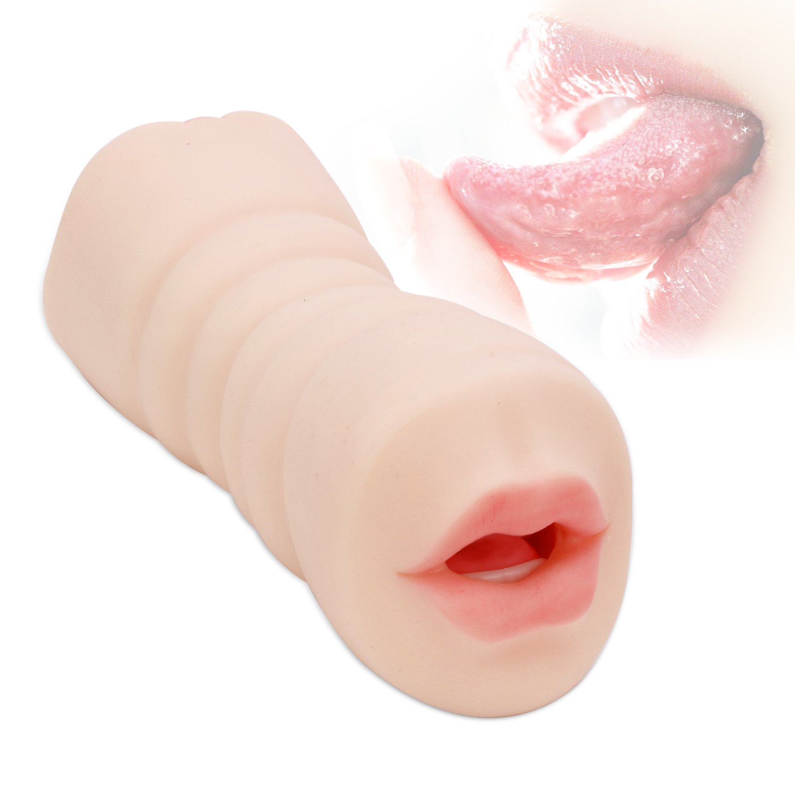 Blowjob Vagina Masturbieren Taschenmuschi Masturbator Lustmuschi mit Realistische Vagina & Mund mit Zunge und Zähne 3D Gesicht Sexpuppen für Männer Muschi Masturbation