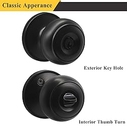 Probrico Black Entry Door Knob with Lock, Keyed