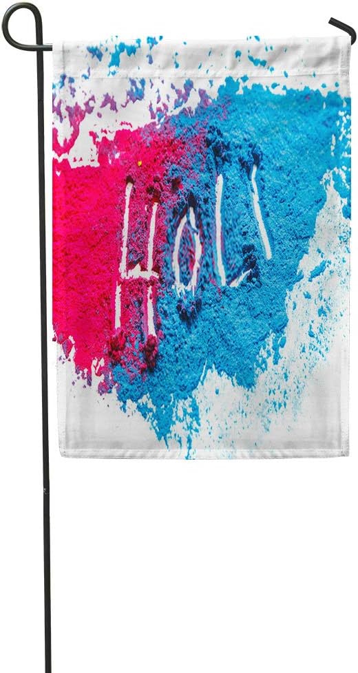 Lomue Holi Garden Flag Abstract Colorful Happy Color Vibrant Powder White Dust Colored Splash Polyester Print Home Yard Farm Flag Fade Resistant Outdoor House Decor Flag Decoration 12x18 Inches