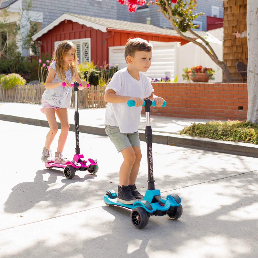 6KU Kids Scooter with Adjustable Height, Toddler Scooter with Widened Flash Wheels, Scooter for Kids Age 3-8 Years Old, Lean to Steer