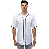 JC DISTRO Men's Premium Micro Polyester Baseball Team Jersey - Hip Hop Button Down Shirt, Multipack Available