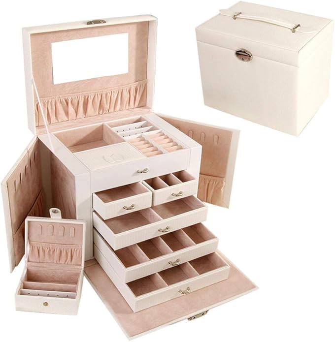 LIUJUAN Joyero Grande para Mujer Caja De Almacenamiento De Joyería De