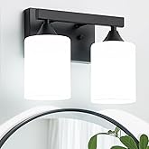 ZHU YAN Black Vanity Light Fixture,2 Light Bathroom Lighting Fixtures Over Mirror,Milky White Glass Shades,Bathroom Lights fo