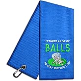 WUUCKOO It Takes A Lot of Embroidered Golf Towel, Funny Golf Towels for Golf Bags with Clip, Golf Accessories for Men Women, Birthday Retirement Gift for Dad Grandpa Golfer Golf Lover Golf Fan