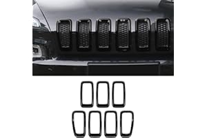 JECAR Front Grill Inserts Grille Cover Trim for 2014-2018 Jeep Cherokee (black)