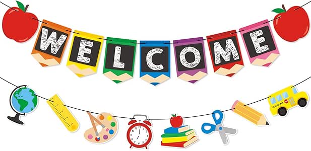 Amazon.com: Back to School Party Supplies Welcome Banner ...