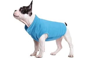 FUAMEY Dog Fleece Vest,Warm Sweatshirt Puppy Stretchy Sweater Pullover Dog Turtleneck Coat Dog Winter Jacket with Leash Hole, Dachshund Sweaters Yorkie Clothes for Small Medium Large Dogs Blue S