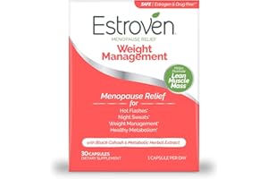 Estroven Weight Management for Menopause Relief - 30 Ct. - Clinically Proven Ingredients Help Manage Weight, Provide Night Sweats & Hot Flash Relief* Drug-Free & Gluten-Free Caplets