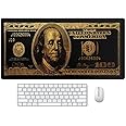 Reateforin Black Money Rectangle Mouse Pad Non Slip Rubber Base Cool Funny US Dollar Full Desk Mouse Pad 100 Dollar Bills Gaming Keyboard and Mouse Pad for Laptop Computer Office Home Desk 31.5“x15.7