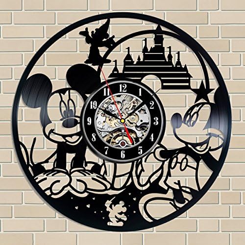 Disney Mickey Mouse Gift Vinyl Record Wall Clock Fan Black Room Idea …