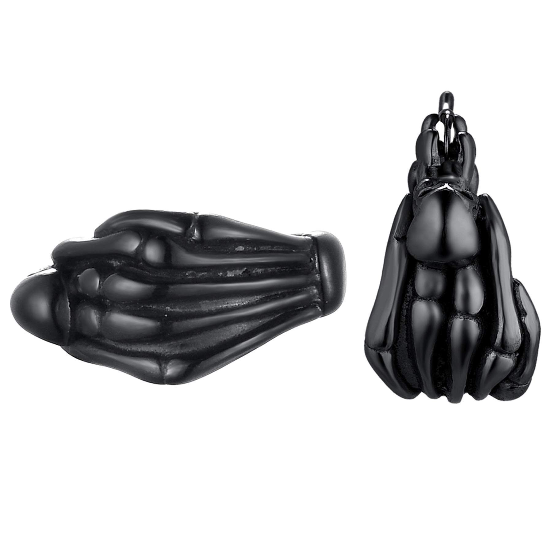 JewelryWe Mens Ear Stud Gothic Punk Skull Head Skull Hands Stainless Steel Hoops Earrings