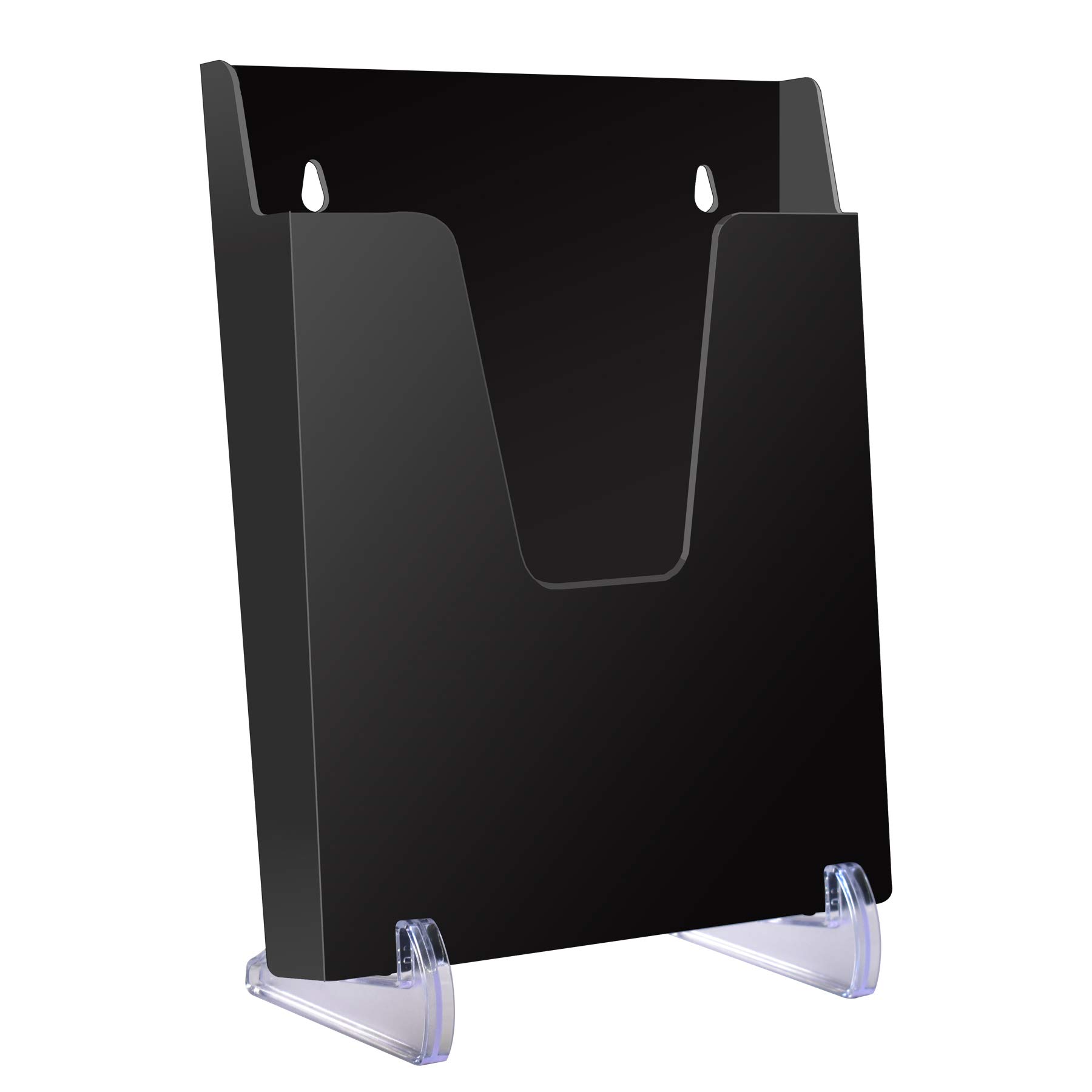 Acrimet Pocket File Holder Vertical Design Brochure Display (for Wall Mount or Countertop Use) (Removable Supports Included) (Letter Size) (Crystal Color) (Black Color)