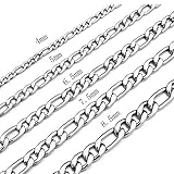 Monily 16-30 Inches Figaro Chain Necklace 4-8.5MM Stainless Steel Figaro Link Chain for Men Women