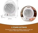 Armo Home Fan Heater 2KW Upright Portable With Thermostat White view 4