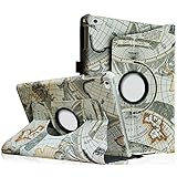 Fintie iPad Air 2 Case - 360 Degree Rotating Stand Case with Smart Cover Auto Sleep / Wake Feature for Apple iPad Air 2 (iPad 6) 2014 Model, Map Design