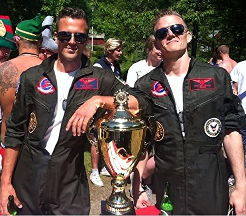 Amazon Com Top Gun Maverick Goose Costume Sunglasses Party Men Flight Suit Jumpsuit Clothing