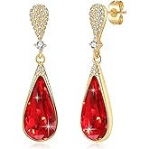 Austrian Crystal Teardrop Dangle Drop Earrings for Women 14K Gold Plated Hypoallergenic Jewelry Gift