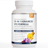 15 in 1 Advanced Eye Formula, Eye Vitamin and Mineral Supplement with Lutein, Zinc, Luteolin, Zeaxanthin &amp; Bilberry Extract, 60 Count (1)